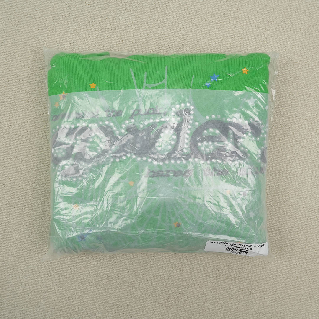 Other 265 Sp5Der Punk V2 Rhinestone Hoodie (Bright Green) - Image 2