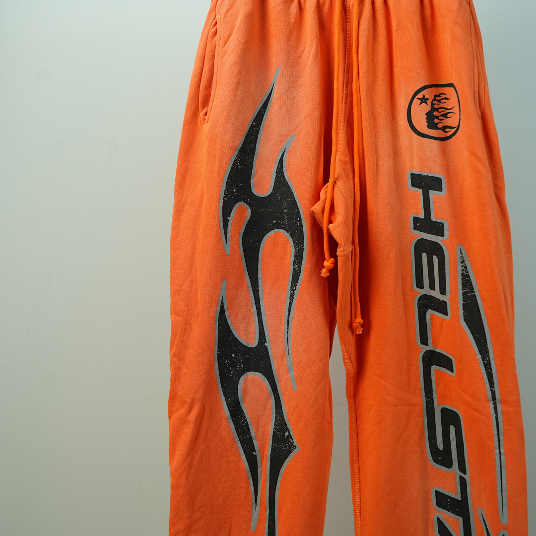 Other Hellstar Fire Orange Closed Elastic Bottom Sweatpants Dye - Image 7