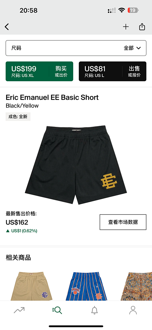 Chanel 80 Eric Emanuel EE Basic Short Black/Yellow