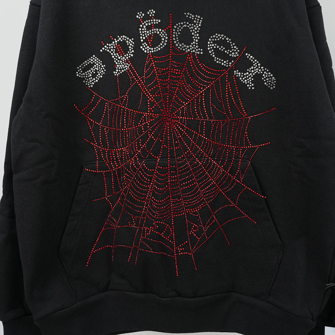 Other 265 Sp5Der Rhinestone OG Web V2 HoodieBlack - Image 7
