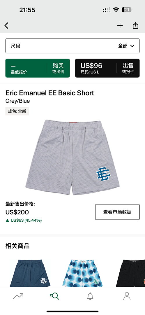 Chanel 80 Eric Emanuel EE Basic Short Grey/Blue