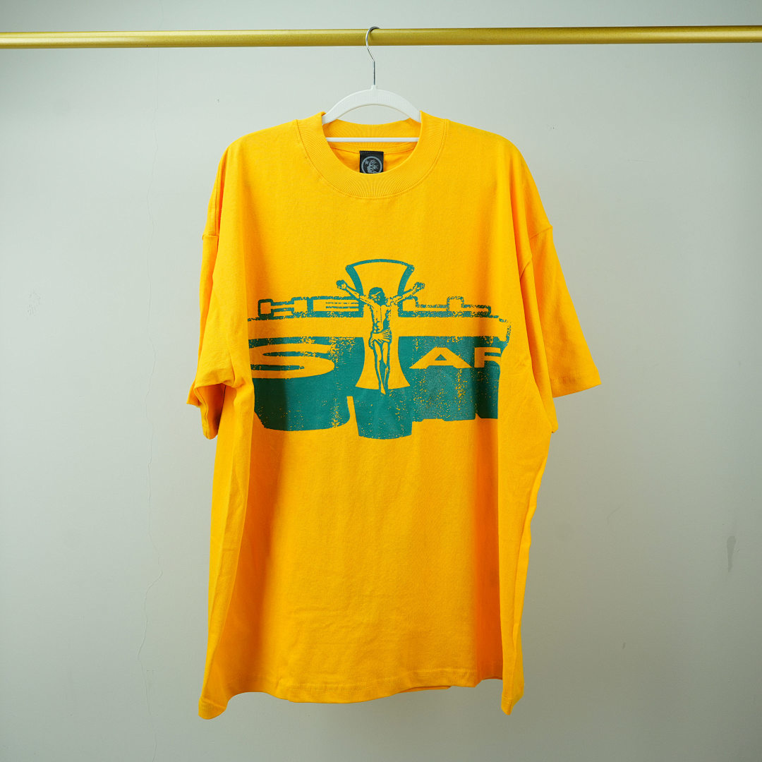Other 65 Hellstar Studios Jesus Emblem Short Sleeve Tee Shirt (Yellow) - Image 3