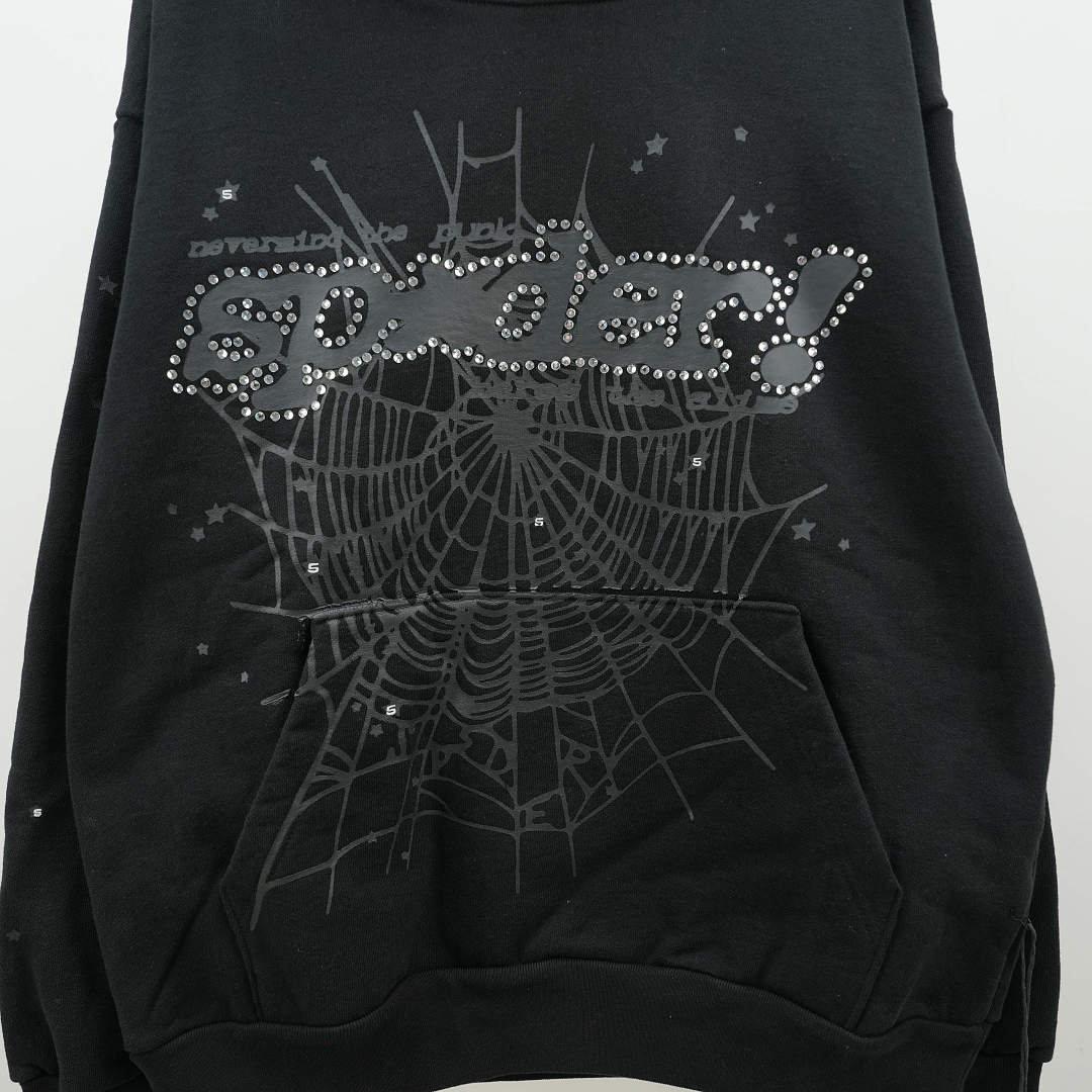 Other 285 Sp5Der Rhinestone Punk V2 Hoodie (Black) - Image 7