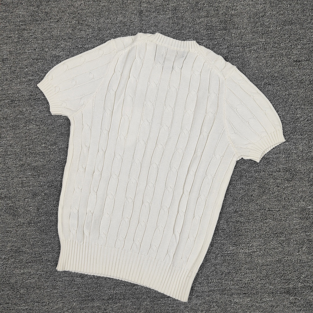 Other €17.9 #Pure Cotton Knitted Round Neck Short-Sleeved Pocket Sweater, Twelve Color Collar Short Sleeve C - Image 27