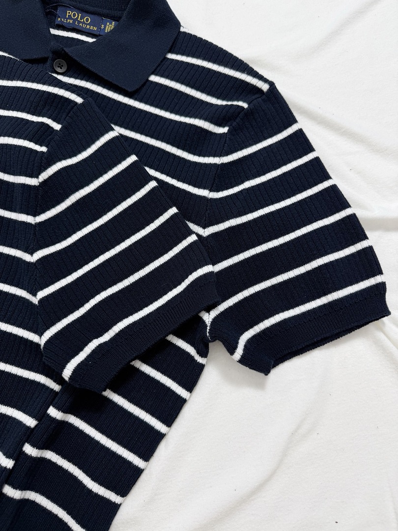 Other €20.6 ##3 Buttons Stripe Knit Polo Shirt Triple Buckle Striped R - Image 10