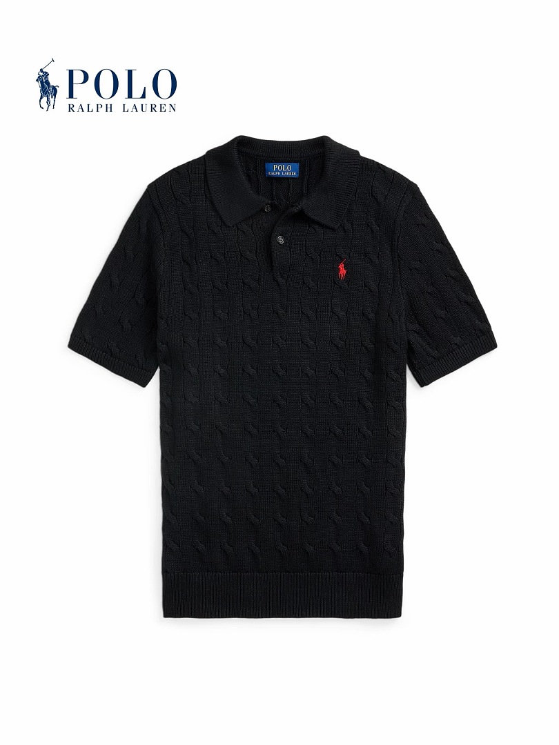 Other €21.8 ##Cable-Knit Cotton Polo Shirt Mens Collar Linen Floral Short Sleeve C - Image 4