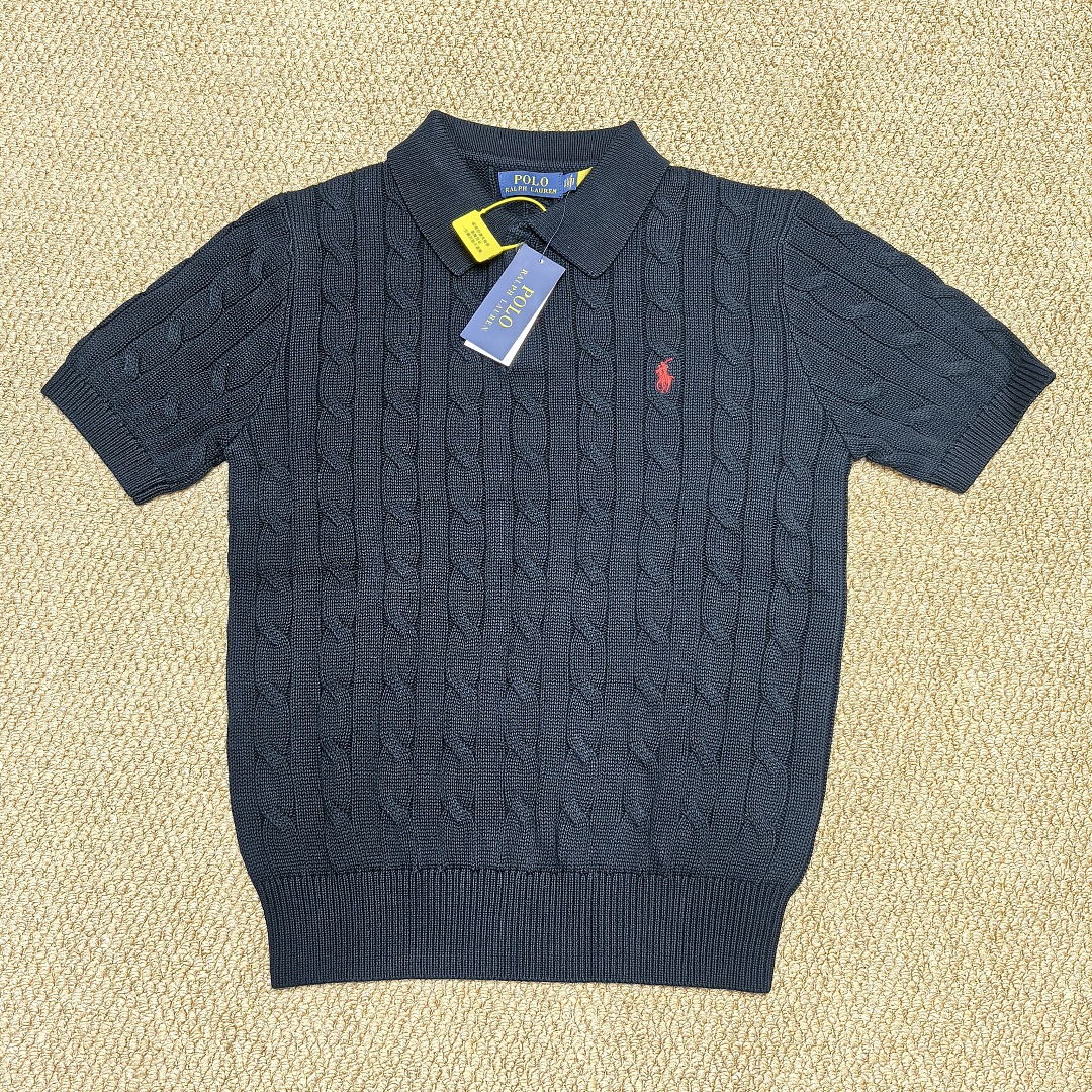 Other €21.8 ##Cable-Knit Cotton Polo Shirt Mens Collar Linen Floral Short Sleeve C - Image 18