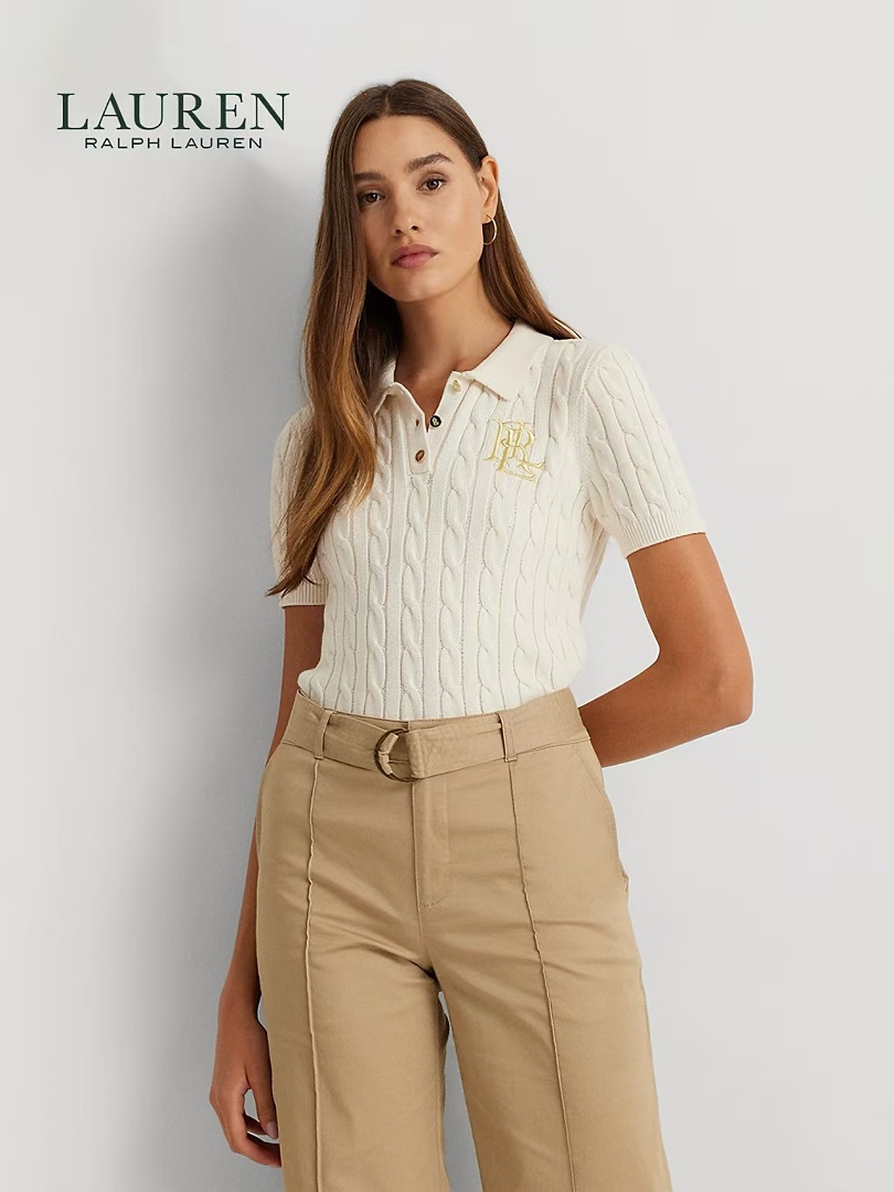 Other €20.6 ##Polo Collar Cable Knit Short Sleeve Embroidered Polo Floral P