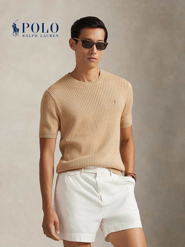Other €17.9 ## Rib-Knit Cotton Short Sleeve Jumper RL00808 Mens Collar P, photo 1