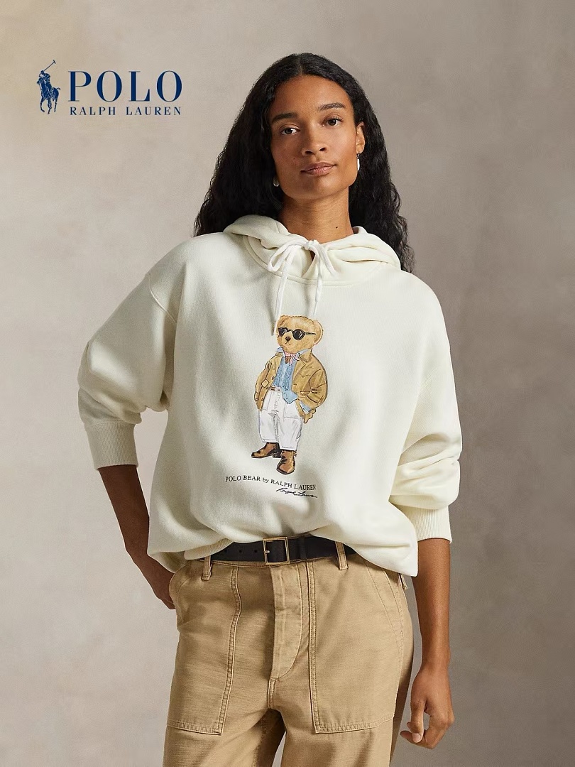 Other €34.8 ##Women's Bear Oversized Fleece Hoodie White Coffee P