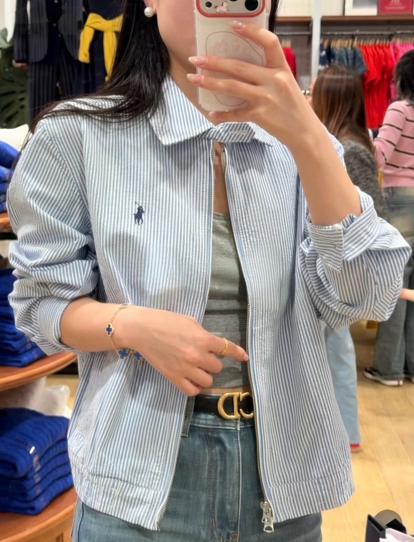 Other €25.7 Unisex Stripe Cotton Seersucker Jacket RL W93 X - Image 9