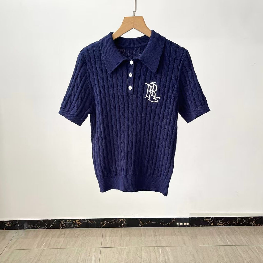 Other €20.6 ##Polo Collar Cable Knit Short Sleeve Embroidered Polo Floral P - Image 21
