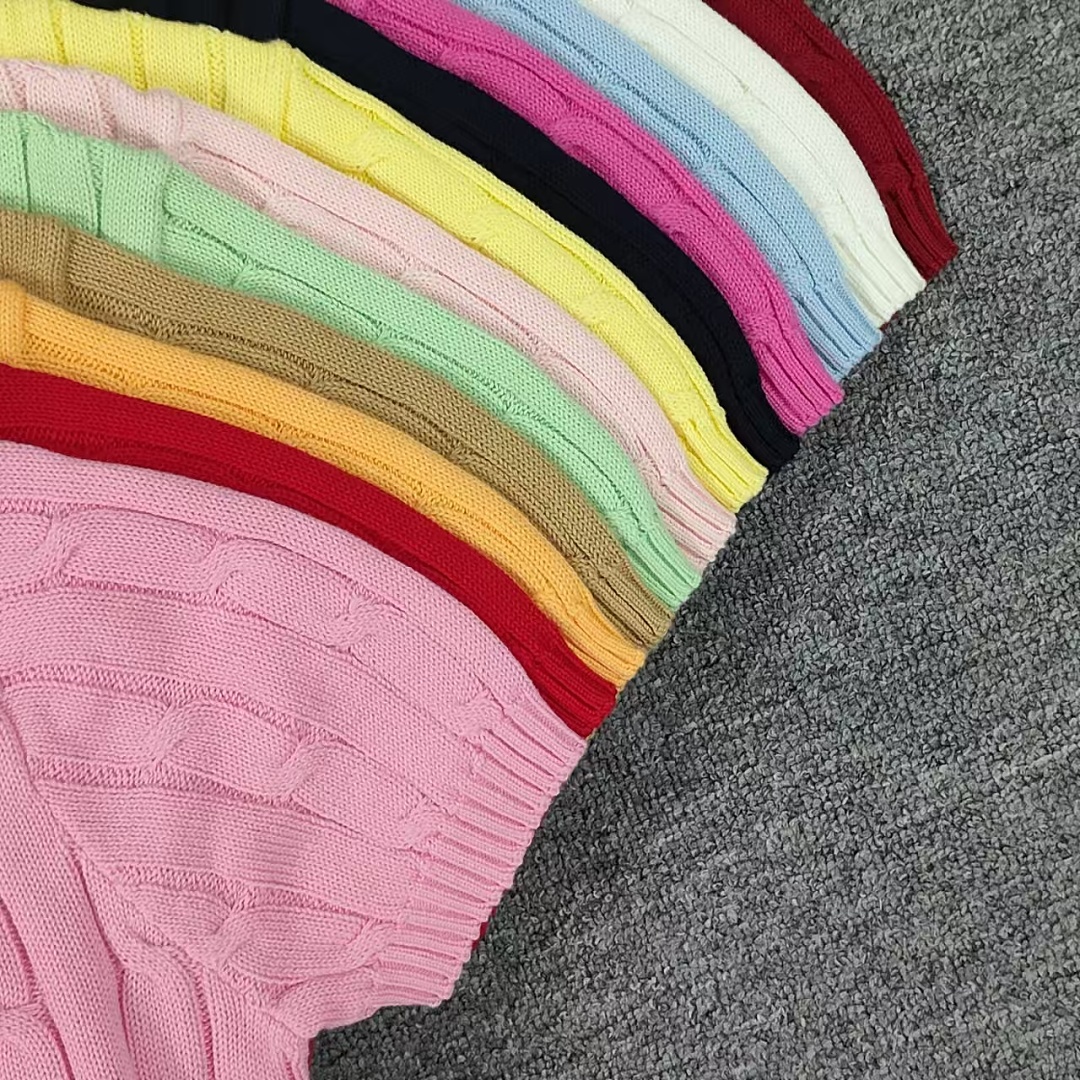 Other €17.9 #Pure Cotton Knitted Round Neck Short-Sleeved Pocket Sweater, Twelve Color Collar Short Sleeve C - Image 41
