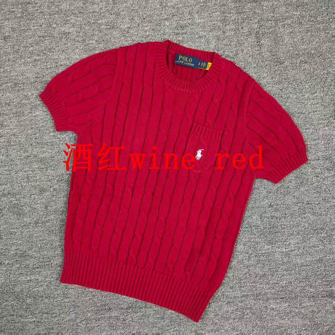 Other €17.9 #Pure Cotton Knitted Round Neck Short-Sleeved Pocket Sweater, Twelve Color Collar Short Sleeve C - Image 8
