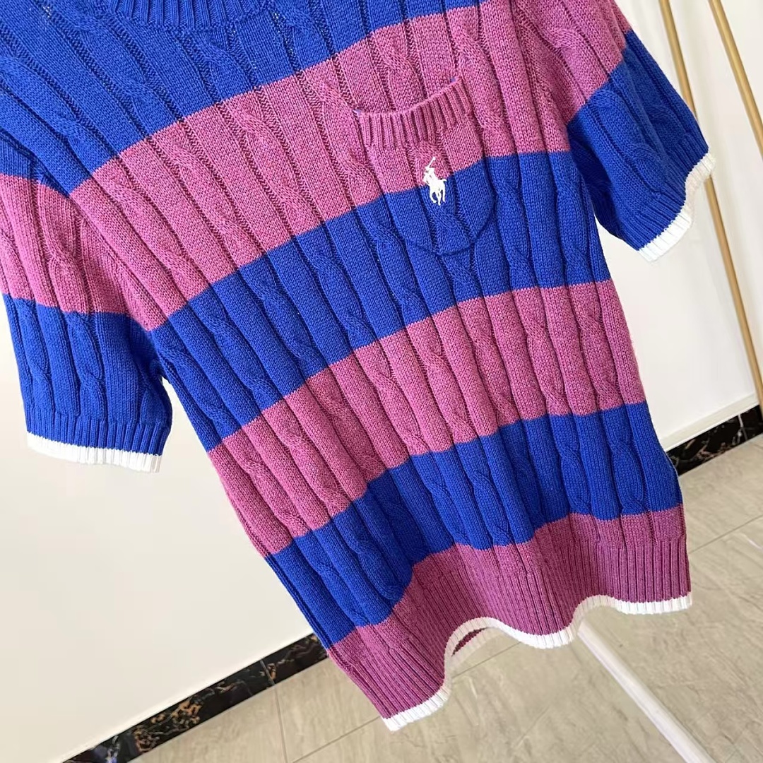 Other €23.4 ##Striped Cable-Knit Short-Sleeve Sweater Striped Collar Linen Floral P - Image 31