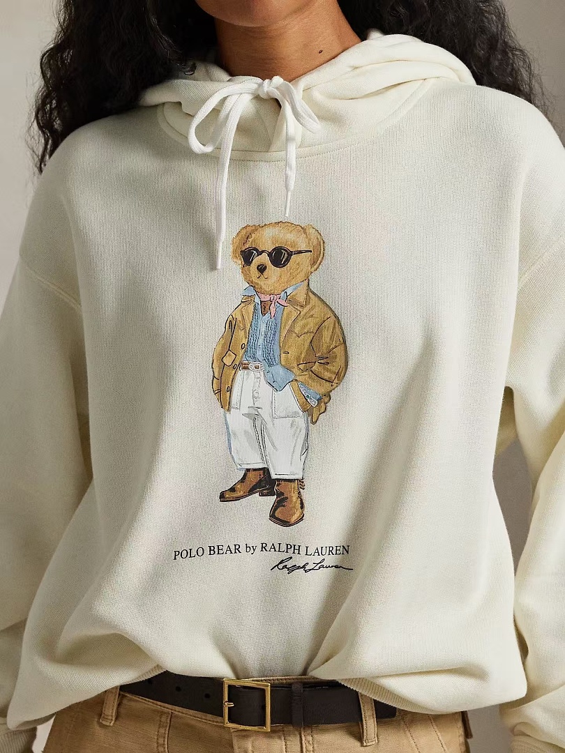 Other €34.8 ##Women's Bear Oversized Fleece Hoodie White Coffee P - Image 5