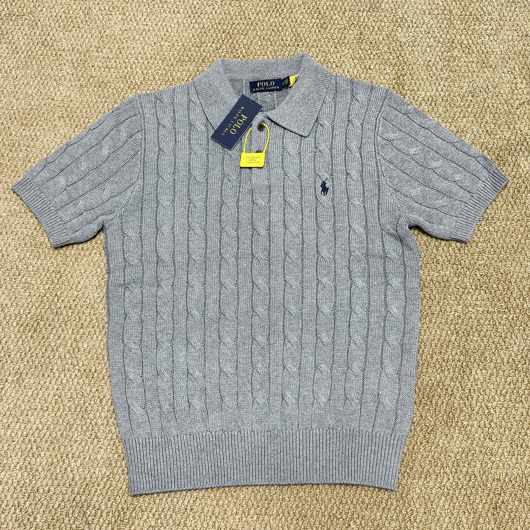Other €21.8 ##Cable-Knit Cotton Polo Shirt Mens Collar Linen Floral Short Sleeve C - Image 21