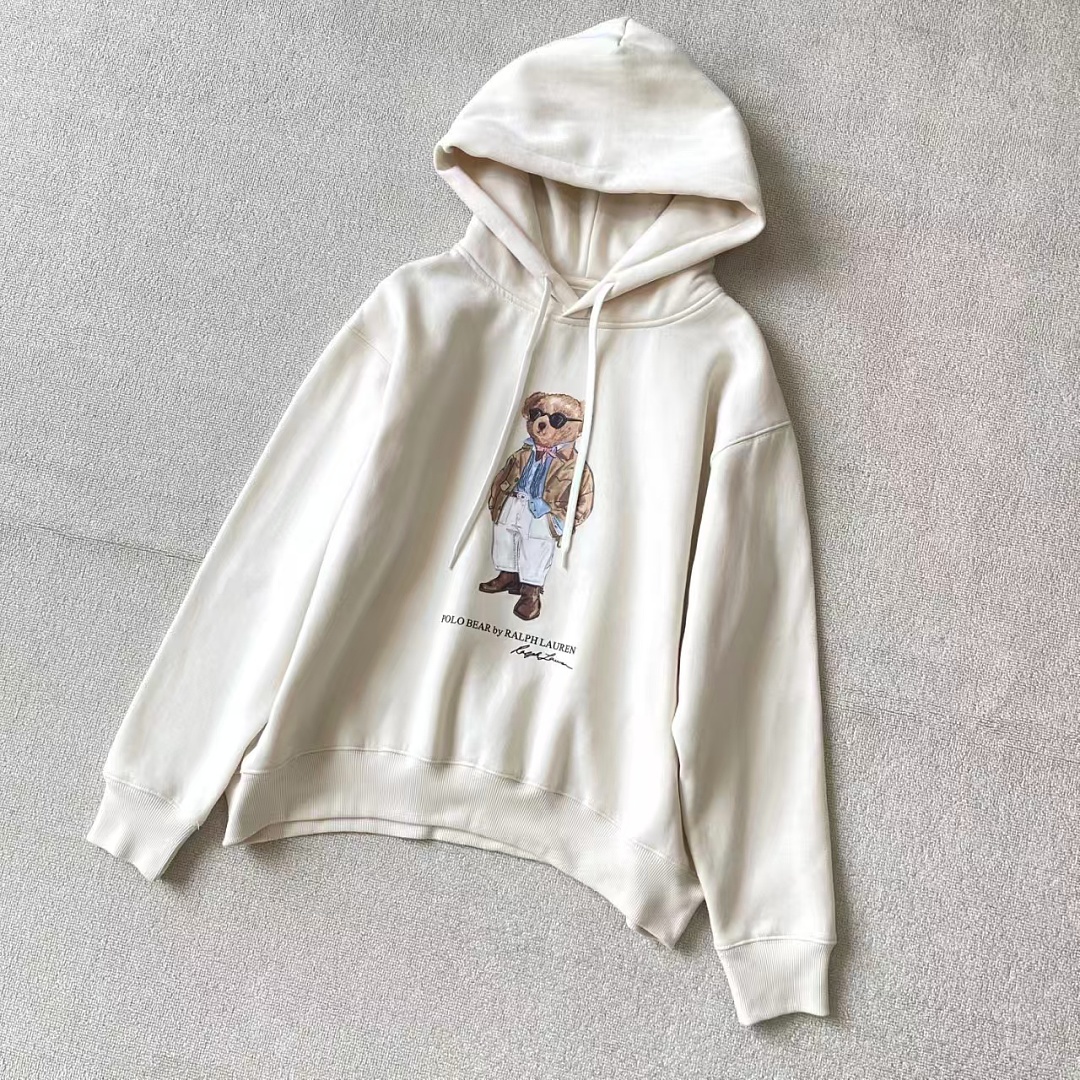 Other €34.8 ##Women's Bear Oversized Fleece Hoodie White Coffee P - Image 10