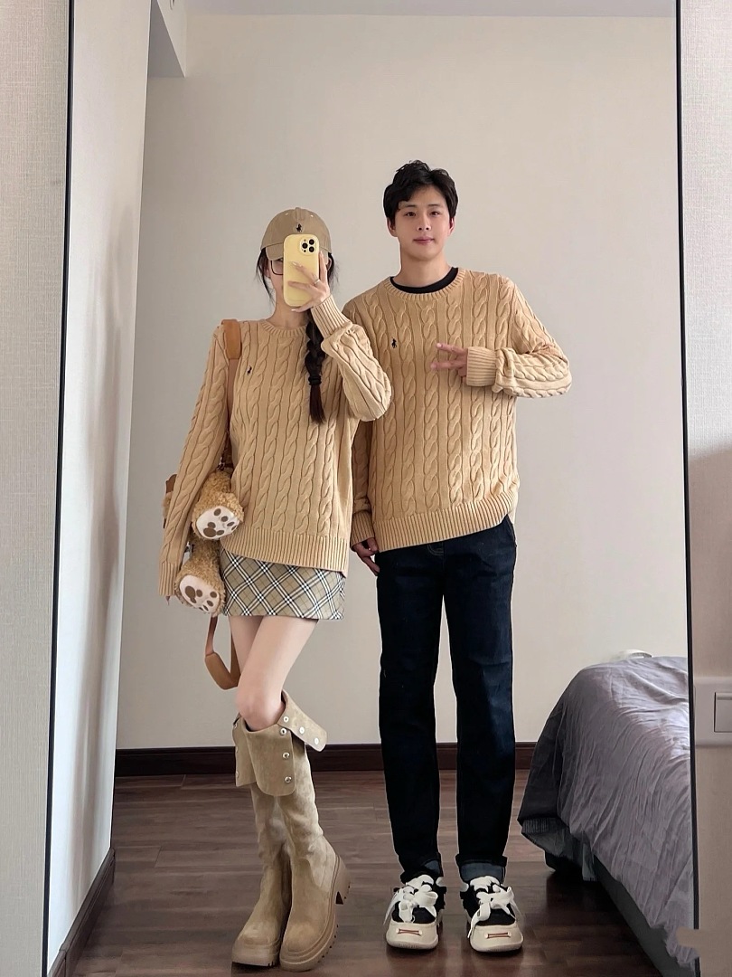 Other €23.4 ##RL 100% Pure Cotton Autumn And Winter Round Neck Long Sleeved Sweater Solid Collar Fleece C - Image 5