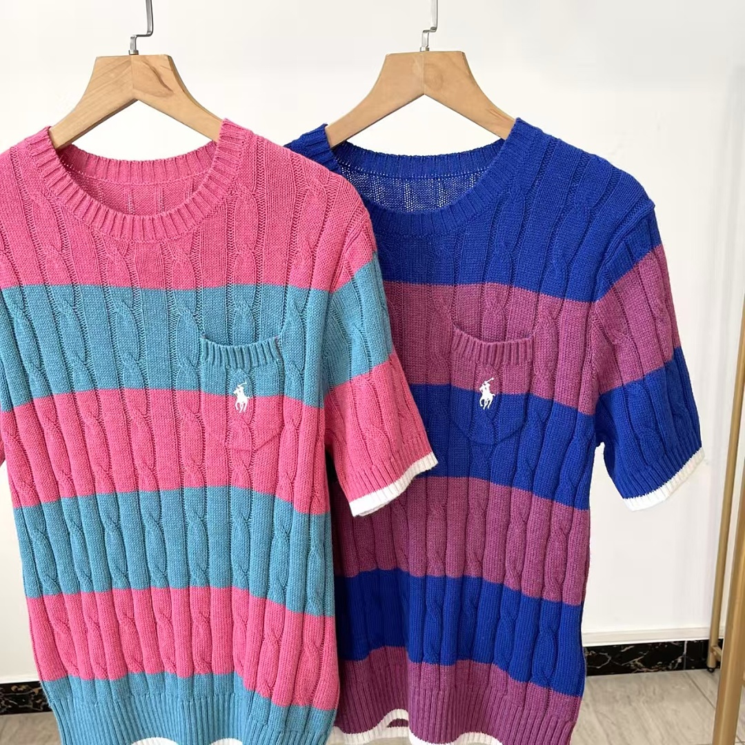 Other €23.4 ##Striped Cable-Knit Short-Sleeve Sweater Striped Collar Linen Floral P - Image 12