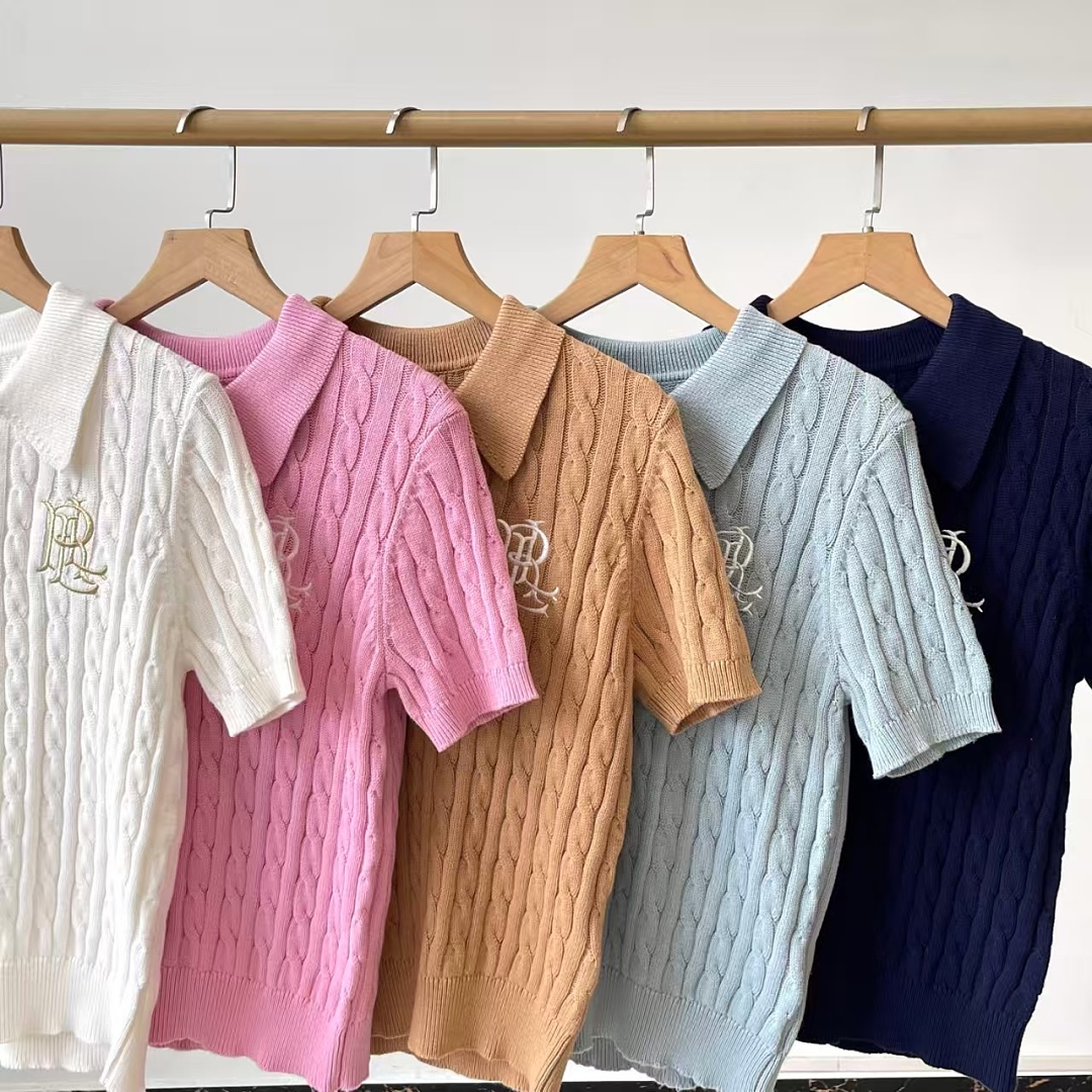 Other €20.6 ##Polo Collar Cable Knit Short Sleeve Embroidered Polo Floral P - Image 18