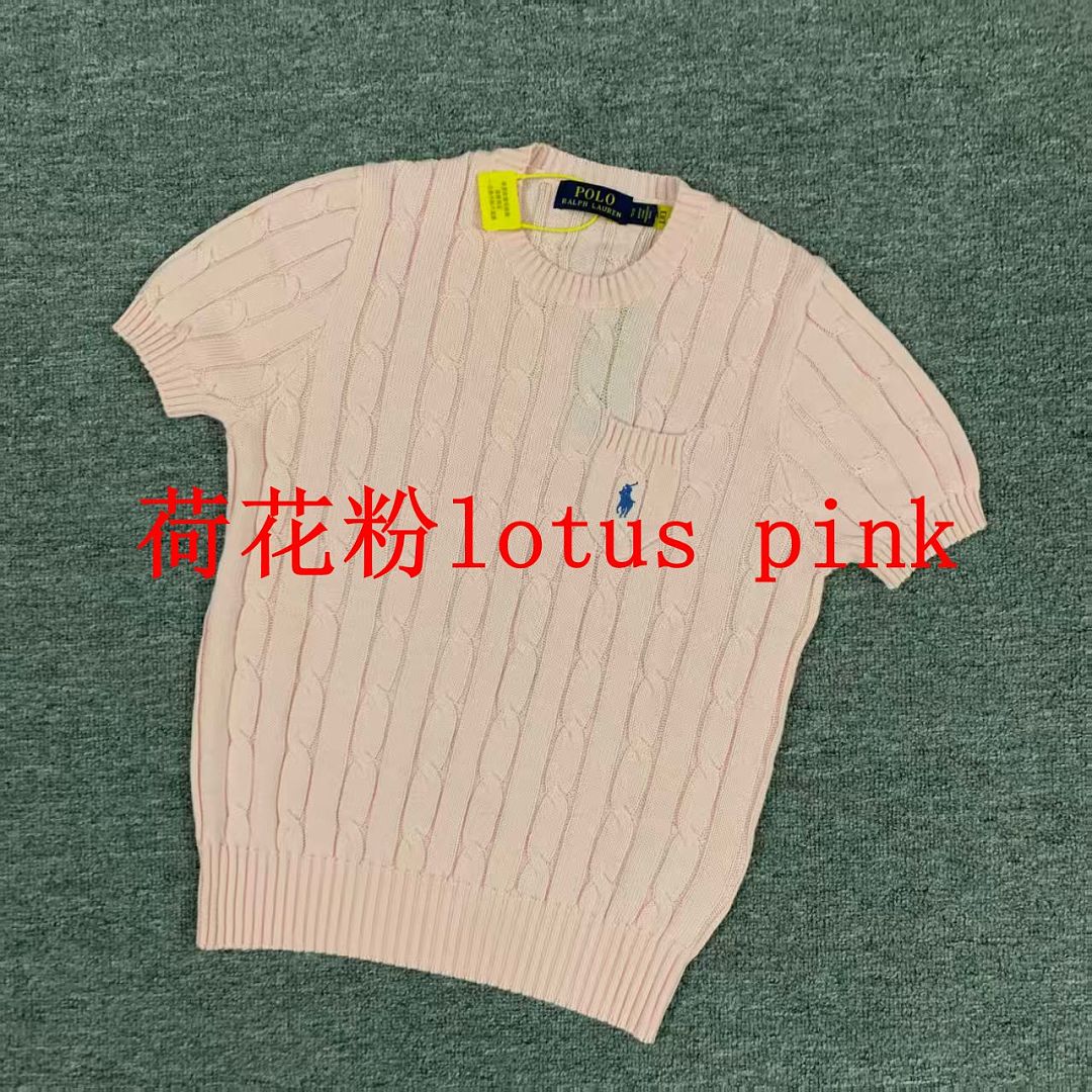 Other €17.9 #Pure Cotton Knitted Round Neck Short-Sleeved Pocket Sweater, Twelve Color Collar Short Sleeve C - Image 10