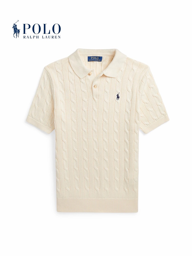 Other €21.8 ##Cable-Knit Cotton Polo Shirt Mens Collar Linen Floral Short Sleeve C - Image 11