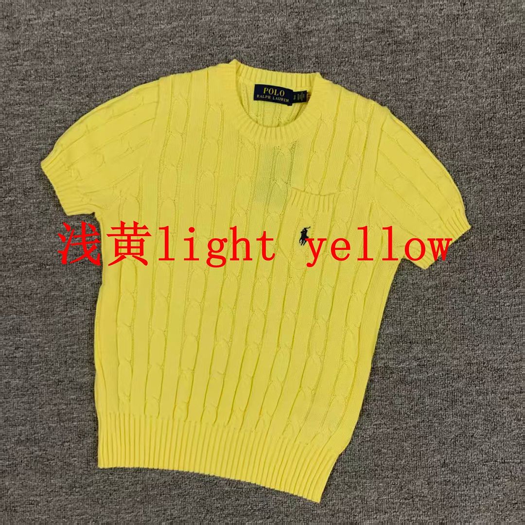 Other €17.9 #Pure Cotton Knitted Round Neck Short-Sleeved Pocket Sweater, Twelve Color Collar Short Sleeve C - Image 6
