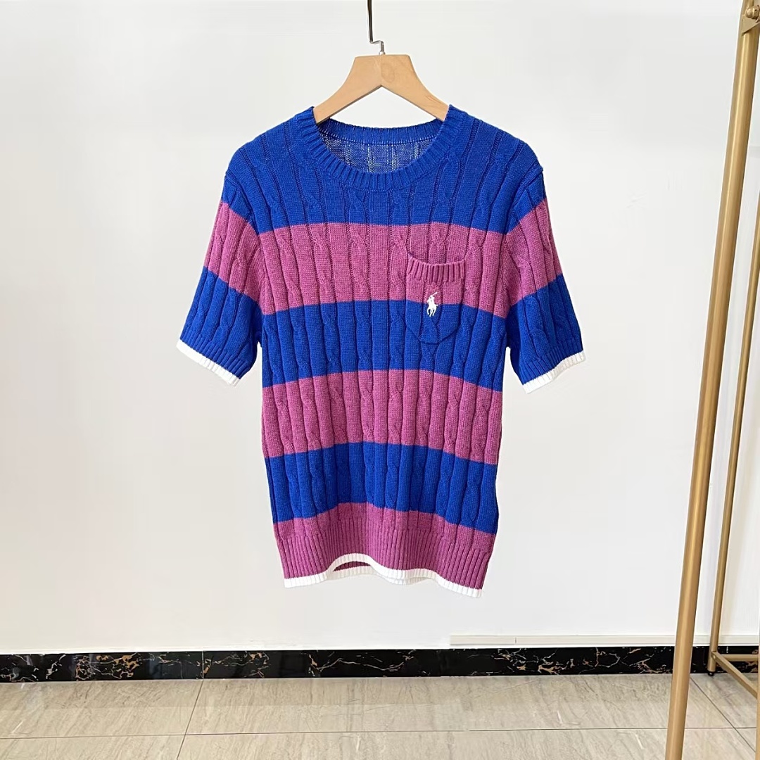Other €23.4 ##Striped Cable-Knit Short-Sleeve Sweater Striped Collar Linen Floral P - Image 10