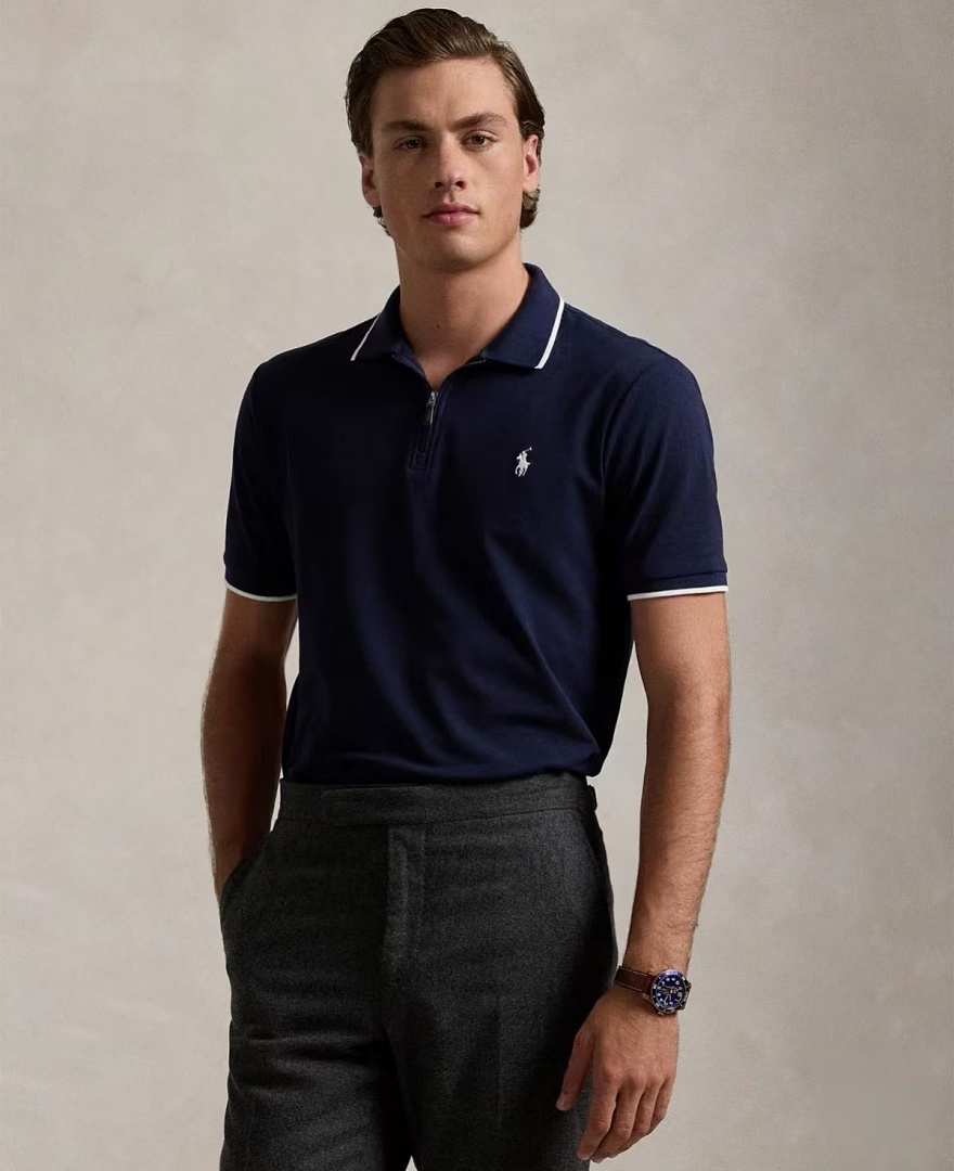 Other €19.7 ##Custom Slim Fit Half-Zip Polo Shirt With Tipping Half Y