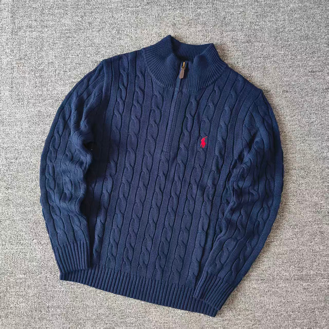Other €28.9 ##Pony Logo Embroidered Cable-Knit Wool Knit Half-Zip Long-Sleeved Sweat Fleece Half C - Image 4