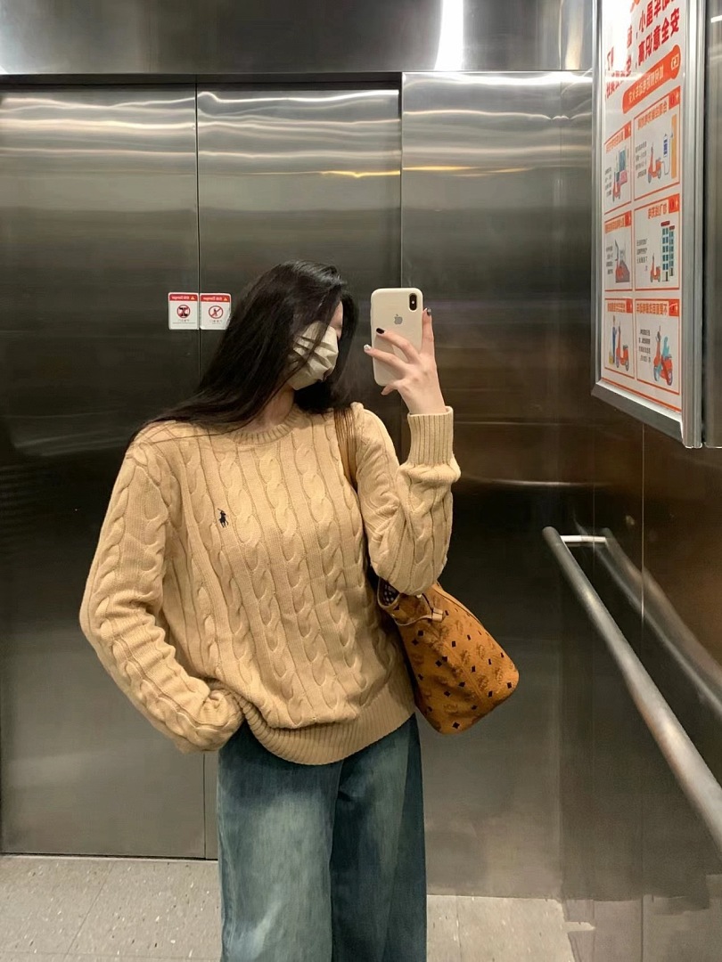 Other €23.4 ##RL 100% Pure Cotton Autumn And Winter Round Neck Long Sleeved Sweater Solid Collar Fleece C - Image 4