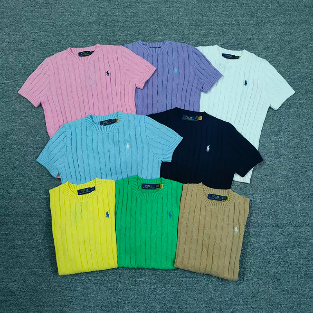 Other €17.2 ##Candy Color Round Neck Pure Cotton Short Sleeves Sweater Candy Fruit Collar Sleeve C