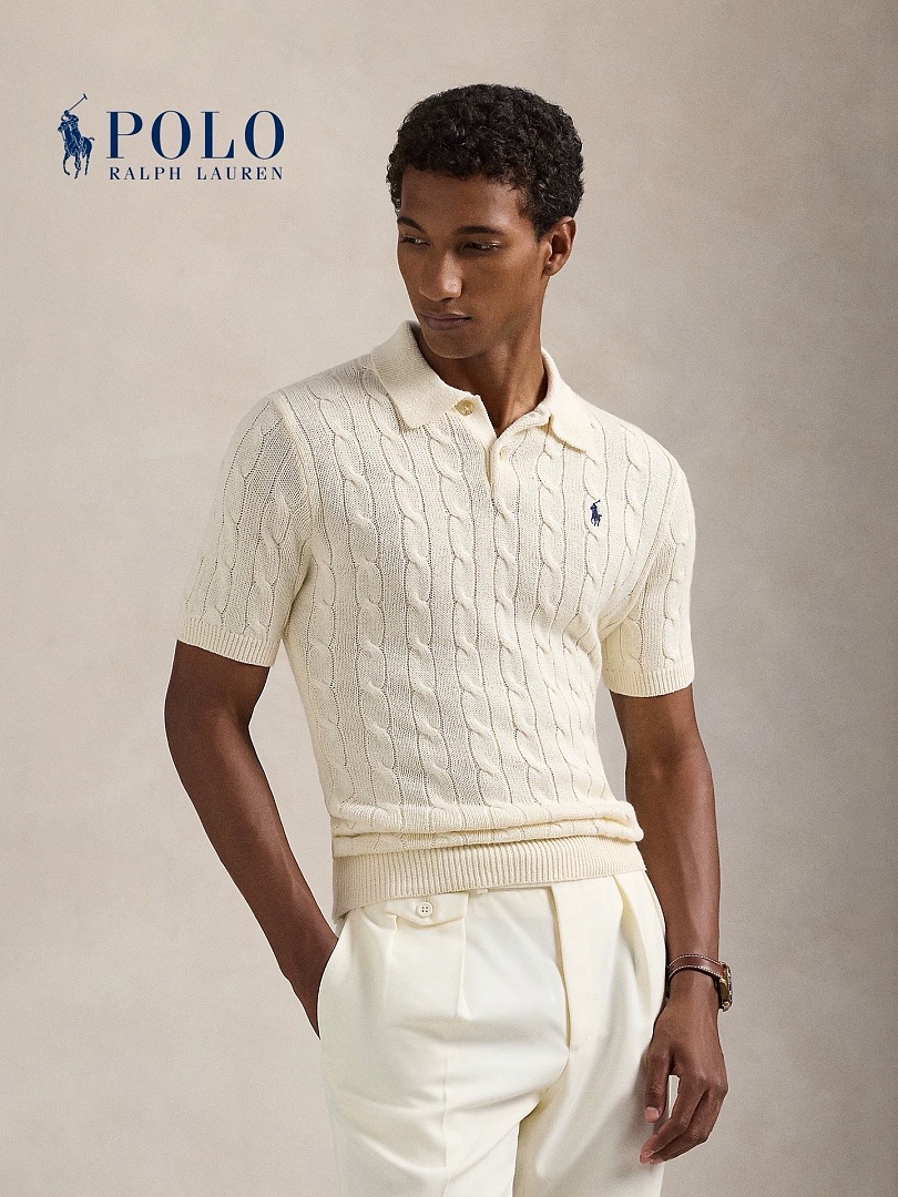 Other €21.8 ##Cable-Knit Cotton Polo Shirt Mens Collar Linen Floral Short Sleeve C - Image 12