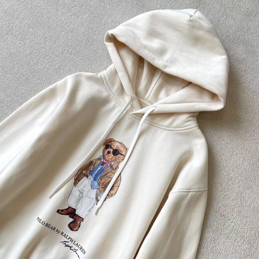 Other €34.8 ##Women's Bear Oversized Fleece Hoodie White Coffee P - Image 12