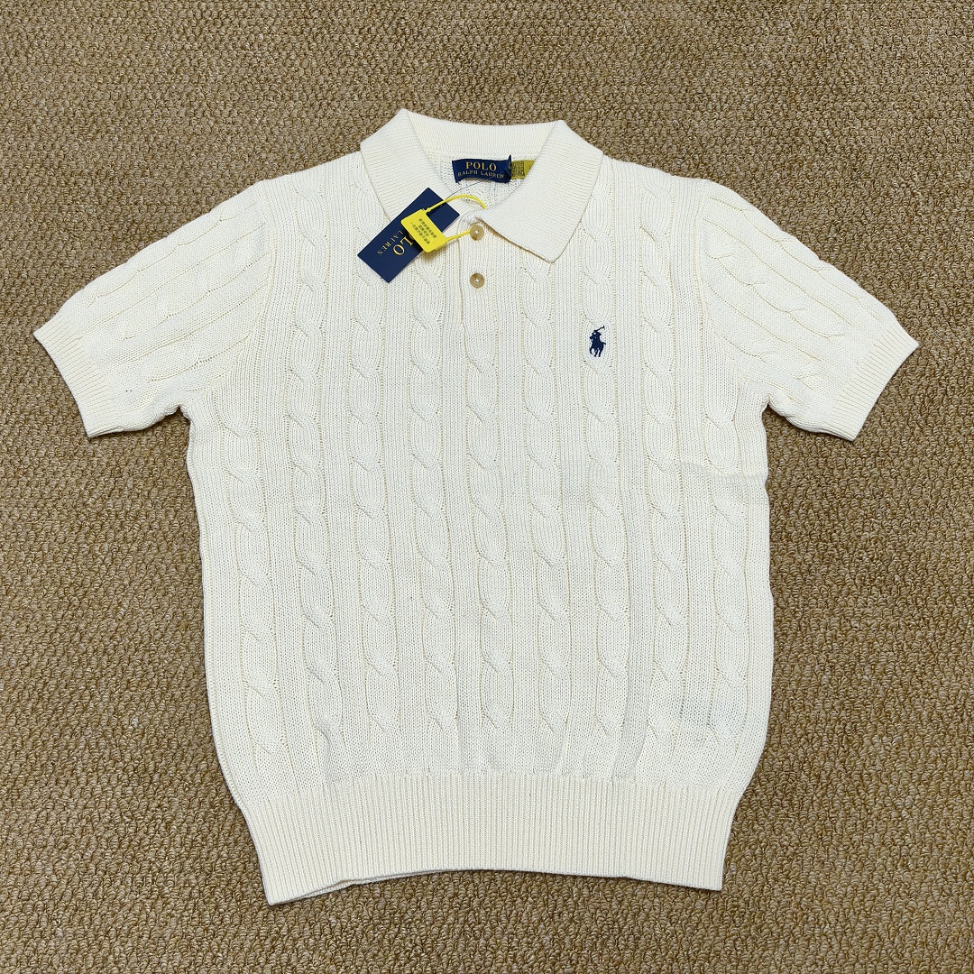 Other €21.8 ##Cable-Knit Cotton Polo Shirt Mens Collar Linen Floral Short Sleeve C - Image 20