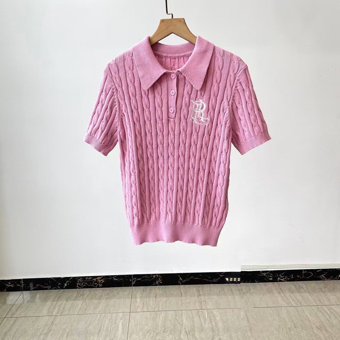 Other €20.6 ##Polo Collar Cable Knit Short Sleeve Embroidered Polo Floral P - Image 19