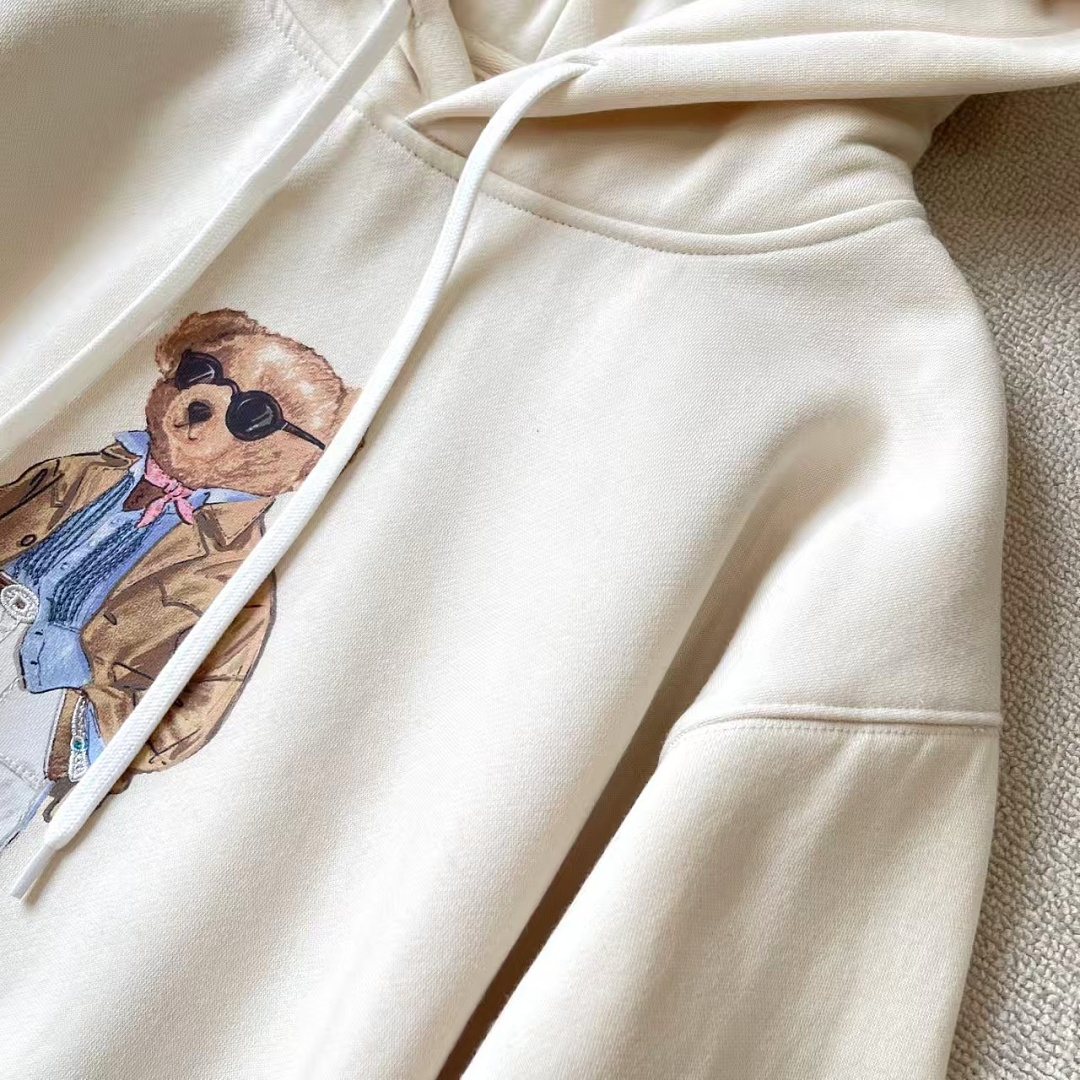 Other €34.8 ##Women's Bear Oversized Fleece Hoodie White Coffee P - Image 24