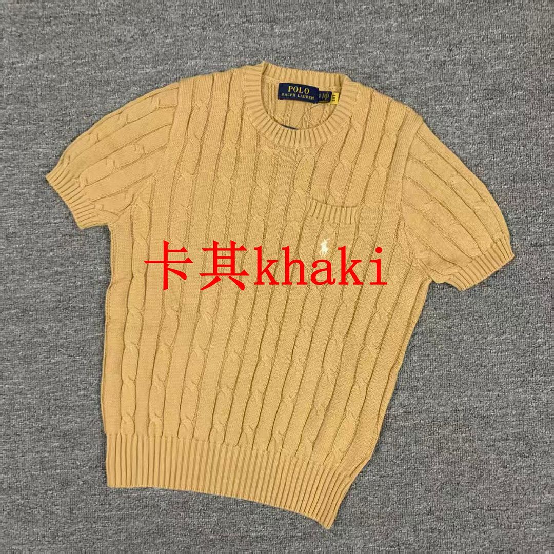 Other €17.9 #Pure Cotton Knitted Round Neck Short-Sleeved Pocket Sweater, Twelve Color Collar Short Sleeve C - Image 7