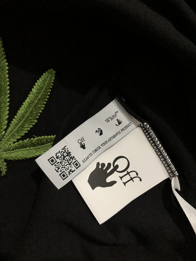 Off-White OW T-Shirt Normal Fit Leaf Embroidered (Black, P20, Https://Item.Taobao.Com/Item.Htm?Ft=T&Id=) - Image 6