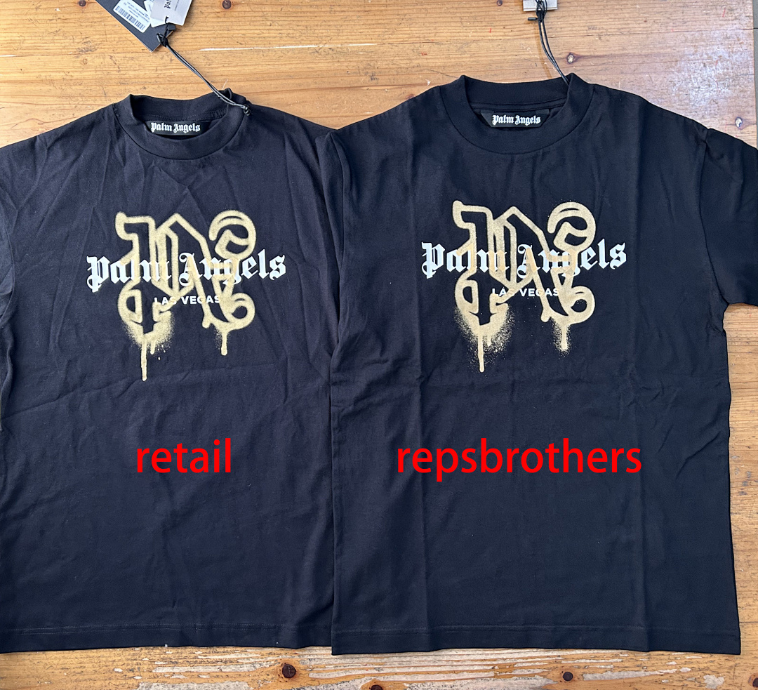 Palm Angels PA New Sprayed Black Gold Tshirt, P19, Https://Item.Taobao.Com/Item.Htm?Ft=T&Id= - Image 9