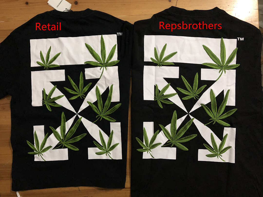 Off-White OW T-Shirt Normal Fit Leaf Embroidered (Black, P20, Https://Item.Taobao.Com/Item.Htm?Ft=T&Id=) - Image 4
