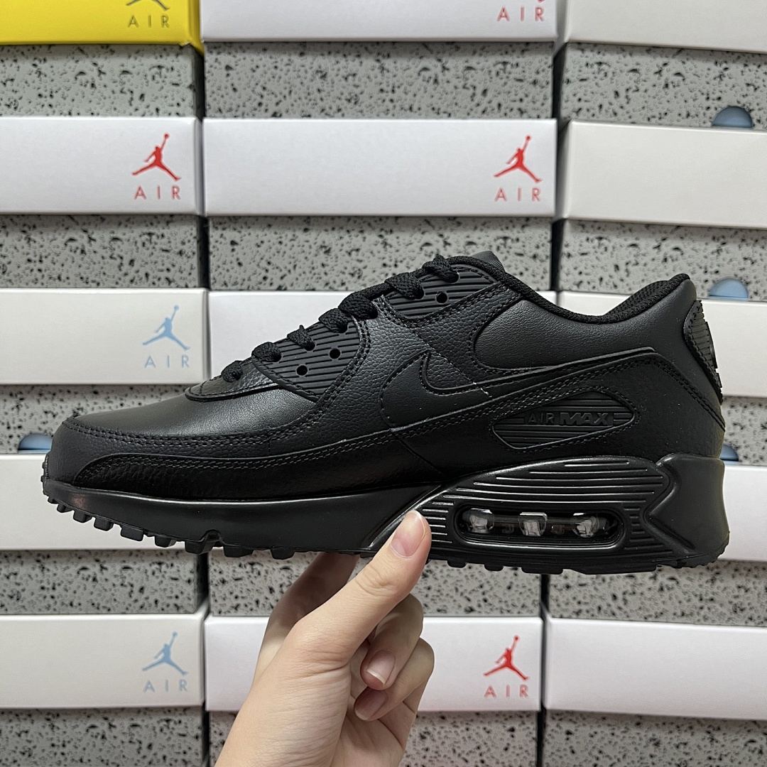 Nike Air Max 90 Leather Triple Black CZ5594-001 - Image 3
