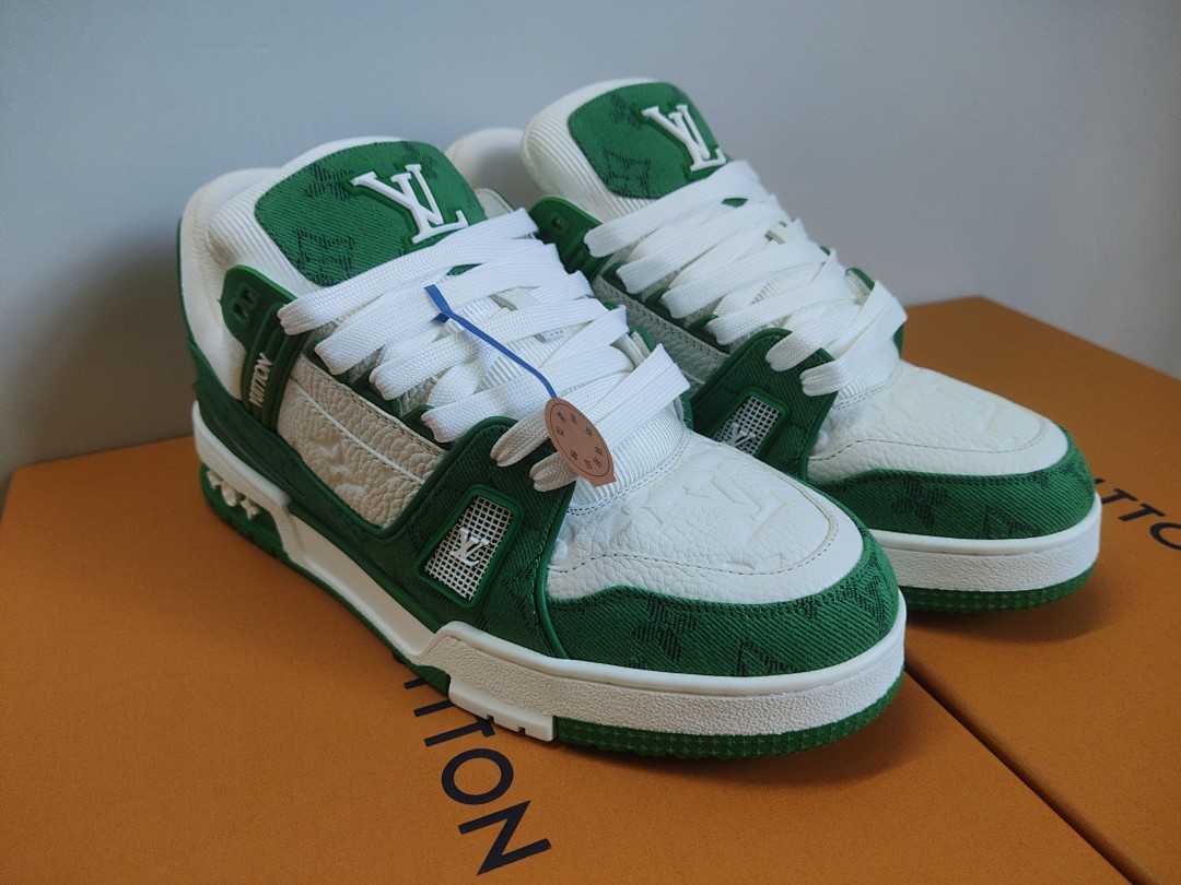 Louis Vuitton LV Trainer Green Monogram Denim (White) - Image 3