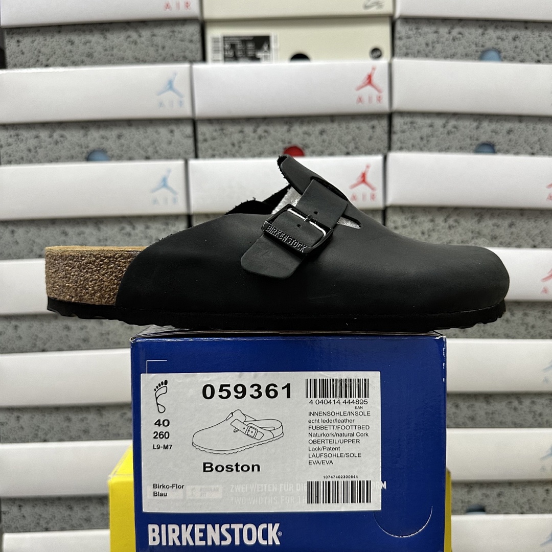 Birkenstock Birken Boston Soft Footbed Black Leather