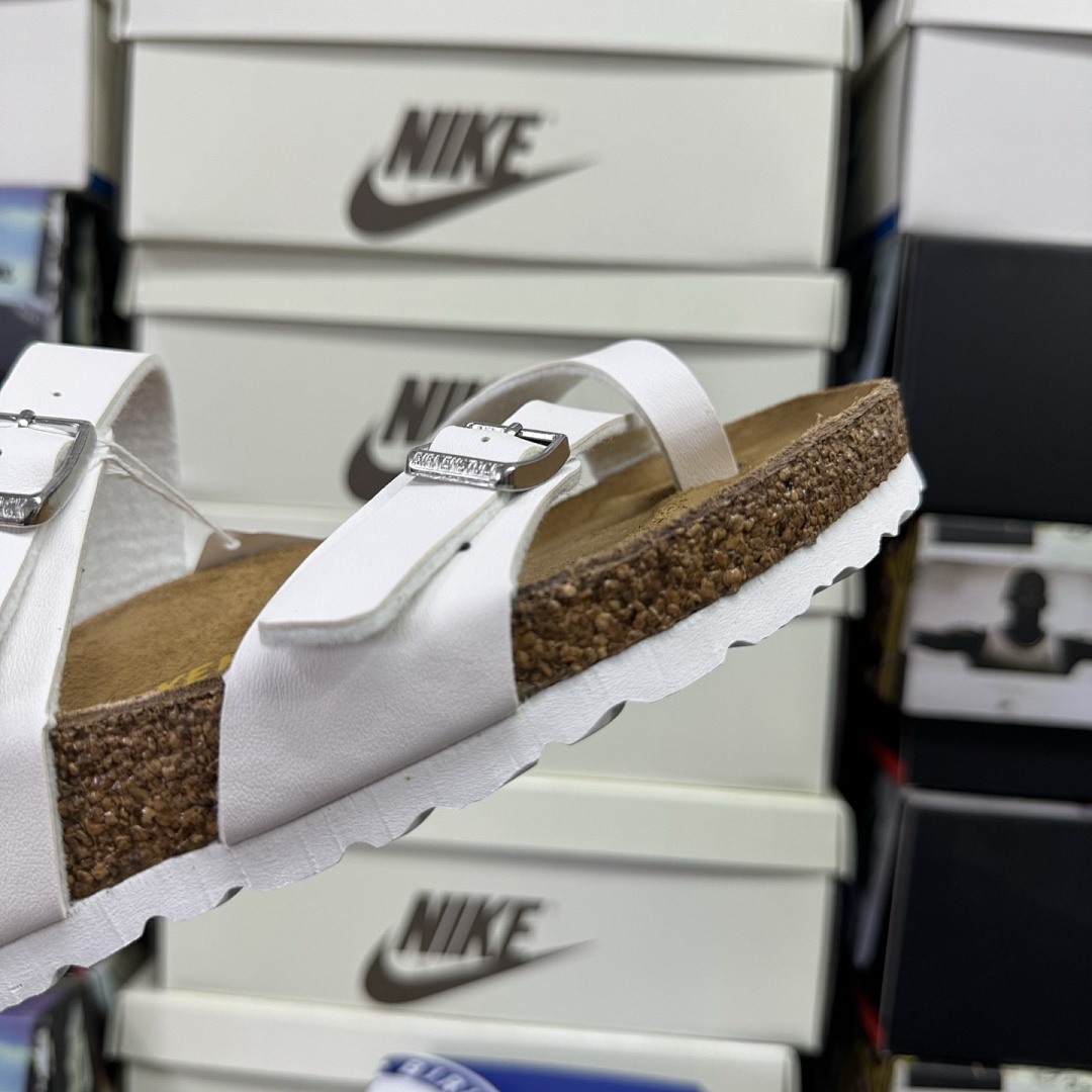 Birkenstock Birken Arizona Birkibuc Double Buckle Flip Flops White (Sole) - Image 3