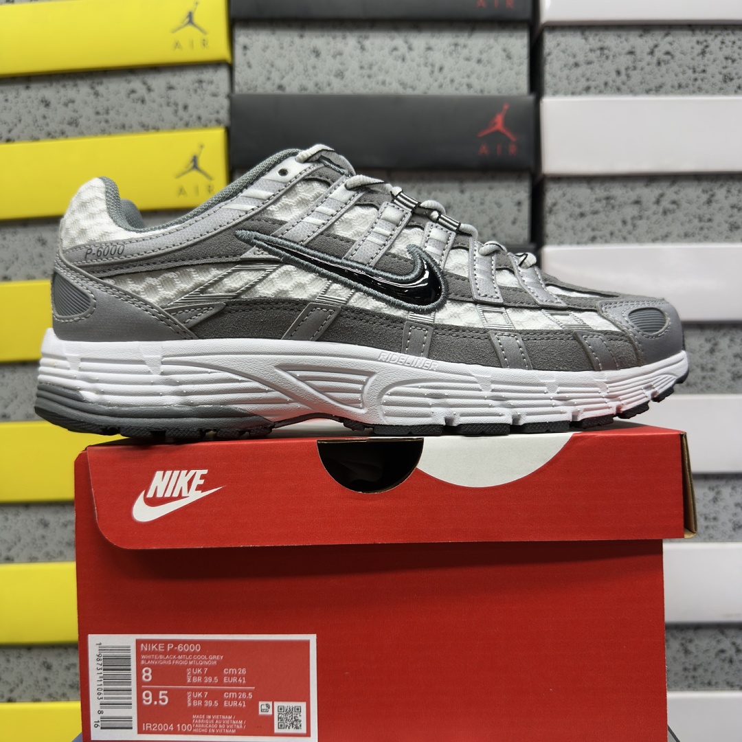 Nike P-6000 White Metallic Cool (Grey Black)