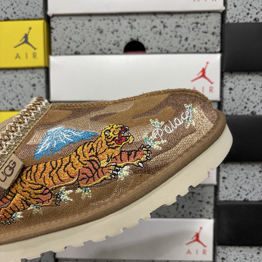 UGG Tasman Thin Sole Ethnic Dragon Tiger Embroidered Chestnut -2553 - Image 9
