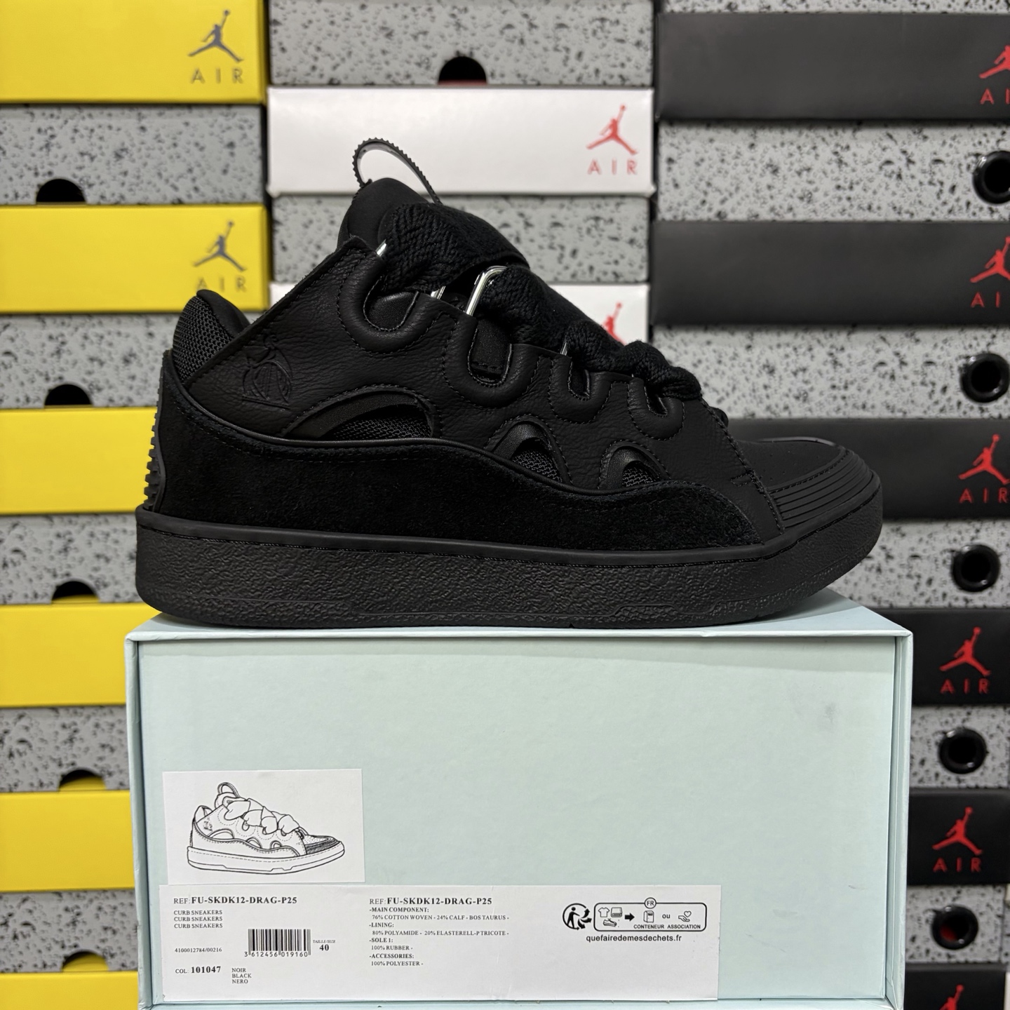 Lanvin Leather Curb Triple Black Full Suede DRAG‑P25 - Image 12