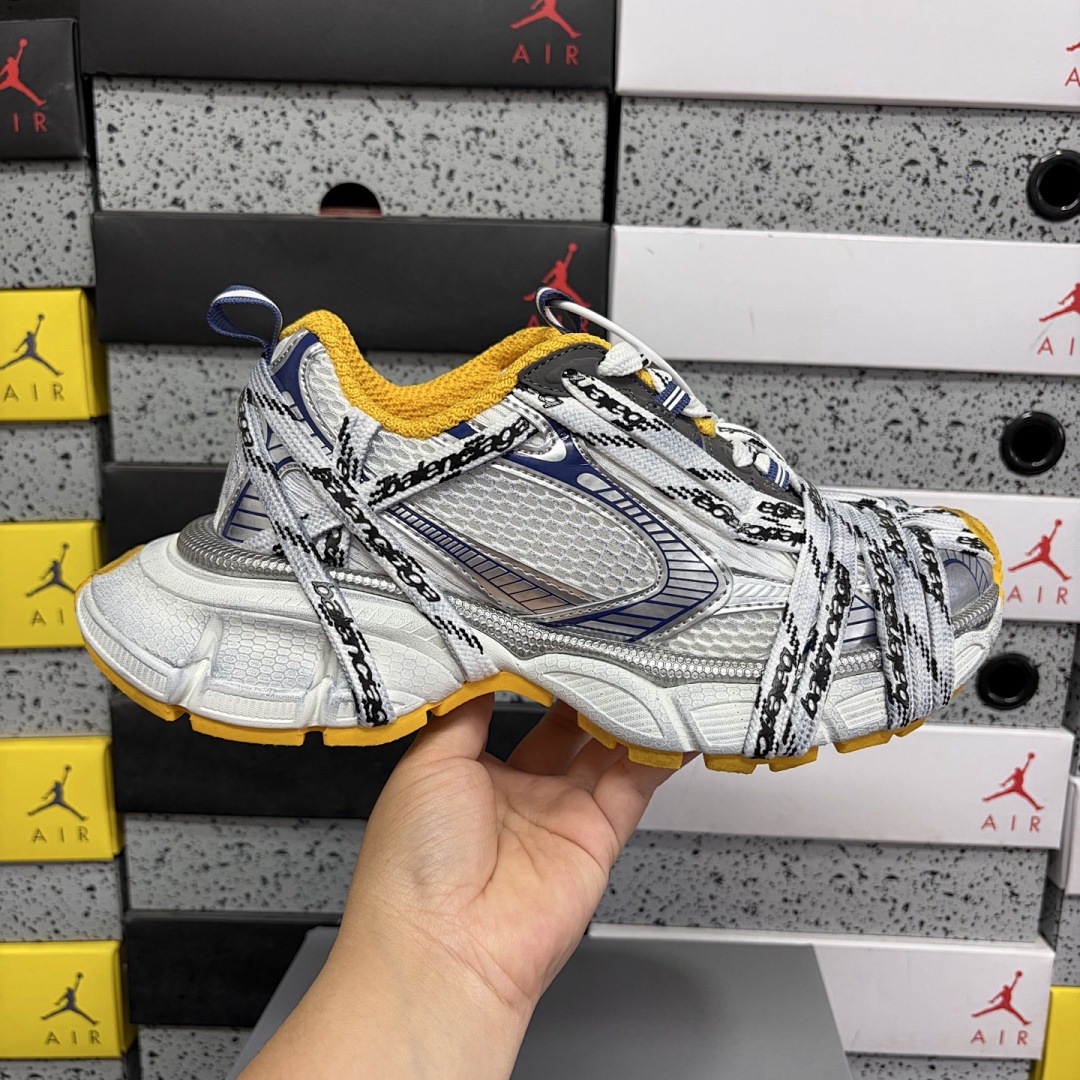 Balenciaga 3XL Extreme Lace 9471 White Black Yellow Straps - Image 9